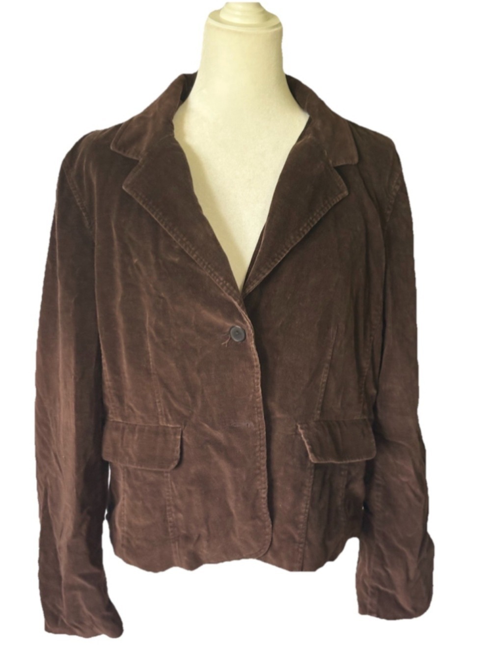 New Frontier Brown Corduroy Blazer Jacket Womens XL Dark Academia Cottagecore